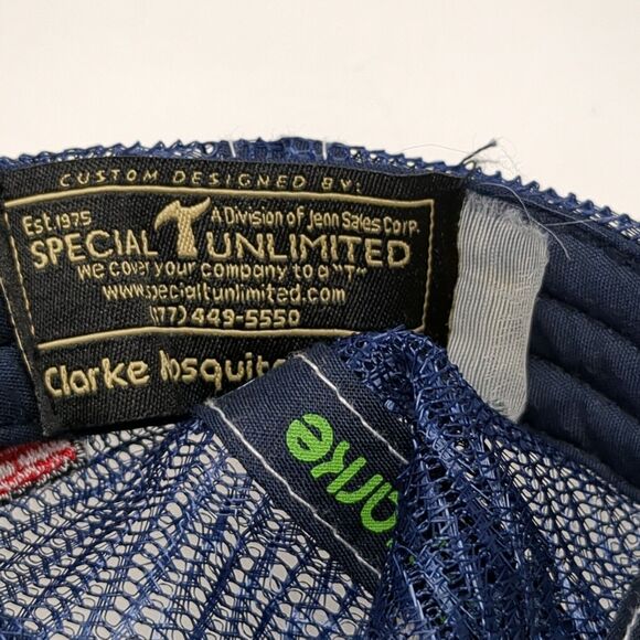 Clarke Strapback Trucker Hat Blue OSFA Adjustable 6 Panel Patriotic Mesh Back - Picture 8 of 8